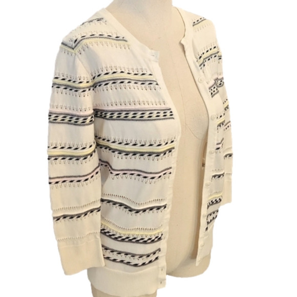 WOMENS Merona white with soft stripes of color cardigan size XS. - Picture 3 of 14